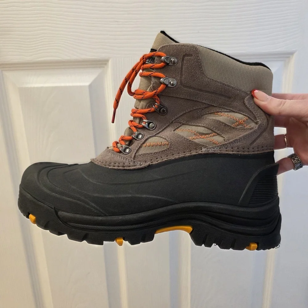 Khombu‎ Black Brown Suede Lace Up Outdoor Ankle Ranchero Snow Boots Size 10M